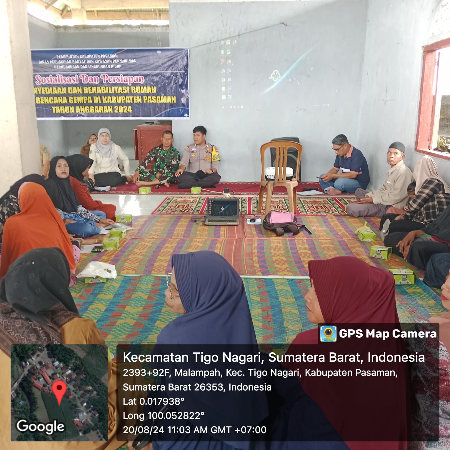 Bhabinkamtibmas Nagari Malampah Menghadiri sosialisasi dan persiapan penyediaan dan rehabilitas rumah korban bencana