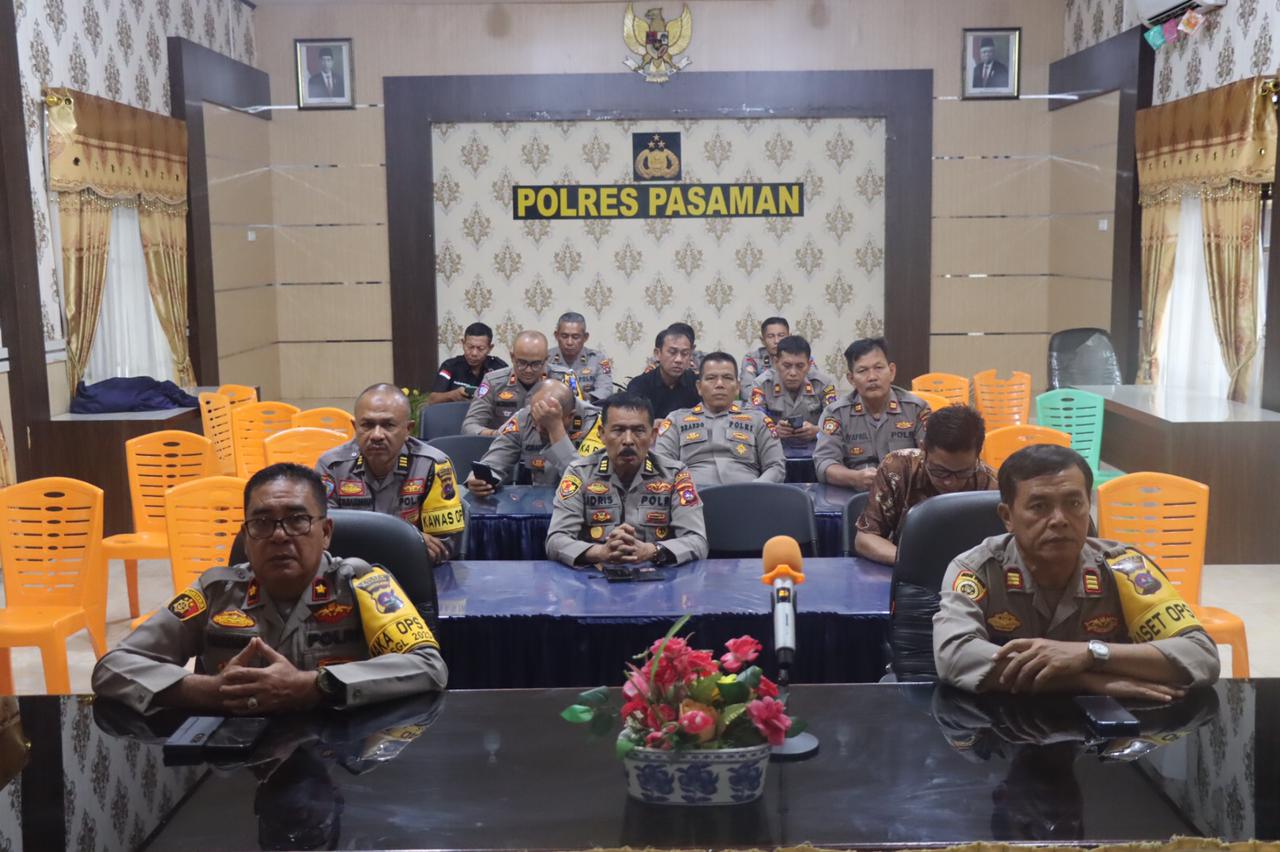 Wakapolres Pasaman Mengikuti Zoom meeting Taklimat Awal Audit Kinerja Inspektorat Pengawasan Daerah (Itwasda) Polda Sumbar tahap II tahun 2024.