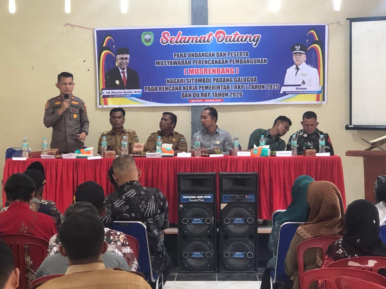 Kapolsek Panti IPTU DONAL, S.H, M.H Hadiri  Musrembang  Nagari Sitombol Tahun 2024 . 
